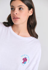 Tricou lejer cu imprimeu fotografic pe spate - Alb