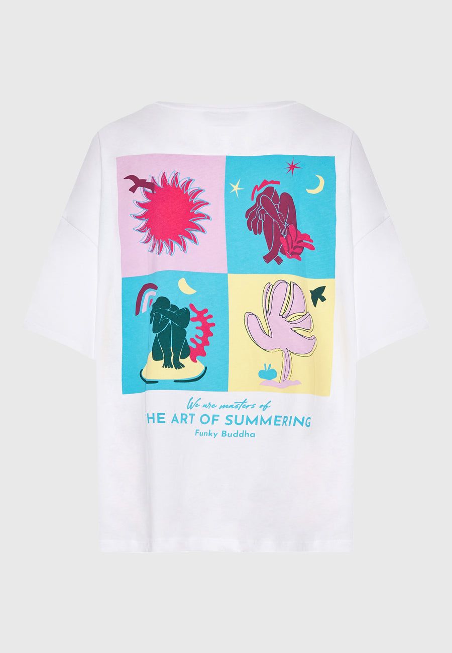 Tricou lejer cu imprimeu fotografic pe spate - Alb