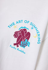 Tricou lejer cu imprimeu fotografic pe spate - Alb
