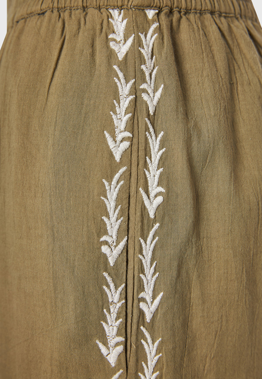 Pantaloni cu croi larg și broderie pe lateral - Oregano