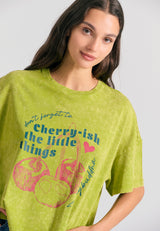 Oversized grament dyed t-shirt with photographic print - Avocado