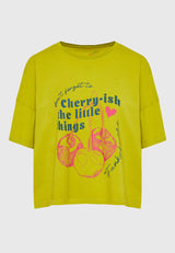 Oversized grament dyed t-shirt with photographic print - Avocado