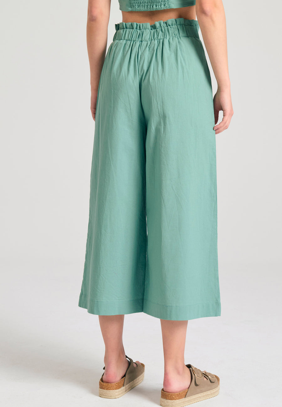 Pantaloni lejeri cu pliuri în talie - Jade