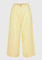 Loose fit pants with pleats on the waist - Lemon drop