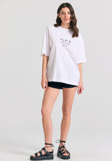 Tricou lejer cu imprimeu în relief pe spate - Alb
