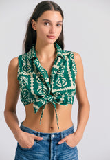 Cropped top with all over print in ethnic look - Multi
