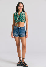 Cropped top with all over print in ethnic look - Multi