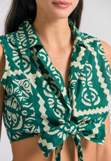 Cropped top with all over print in ethnic look - Multi