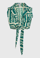 Cropped top with all over print in ethnic look - Multi
