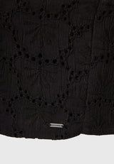 Embroidery cropped top with pattern - Black