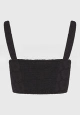 Embroidery cropped top with pattern - Black