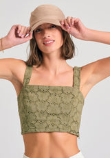 Embroidery cropped top with pattern - Oregano