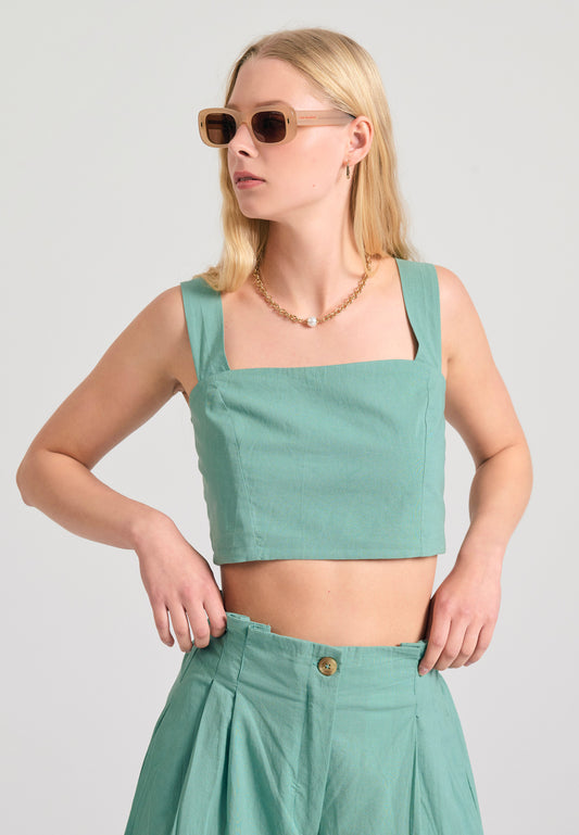 Top scurt din bumbac simplu - Jade