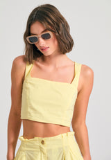 Top scurt din bumbac simplu - Lemon drop
