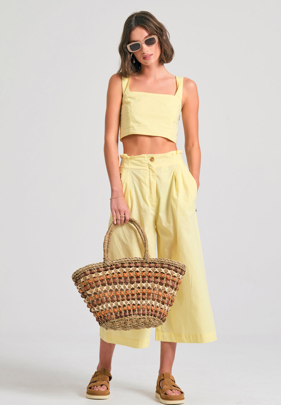 Top scurt din bumbac simplu - Lemon drop