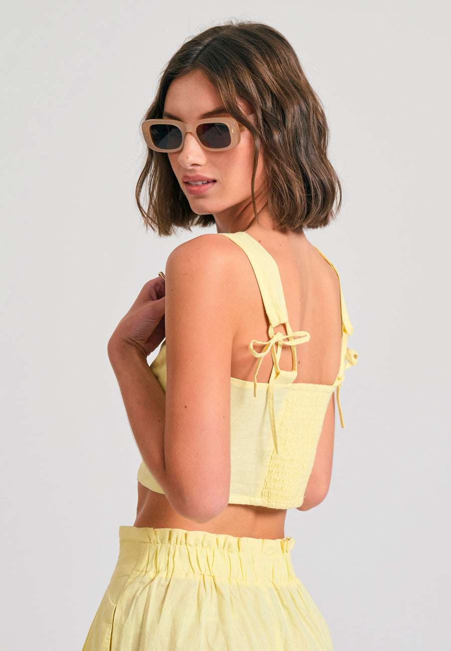 Top scurt din bumbac simplu - Lemon drop