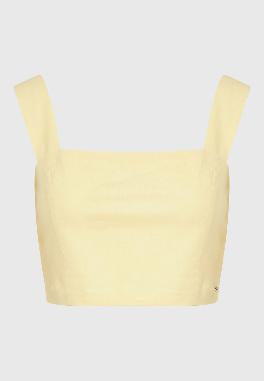 Top scurt din bumbac simplu - Lemon drop