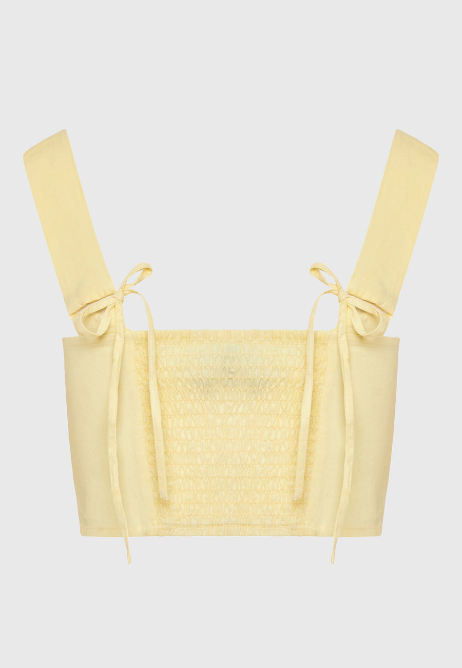 Top scurt din bumbac simplu - Lemon drop