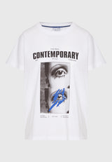 Tricou lejer cu imprimeu fotografic iluzie - Alb