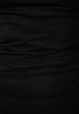 Rochie midi drapată cu tul - Negru