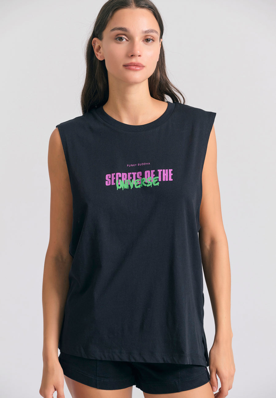 Tricou de damă cu imprimeu zodiacal pe spate - Negru