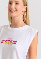 Tricou de damă cu imprimeu zodiacal pe spate - Alb
