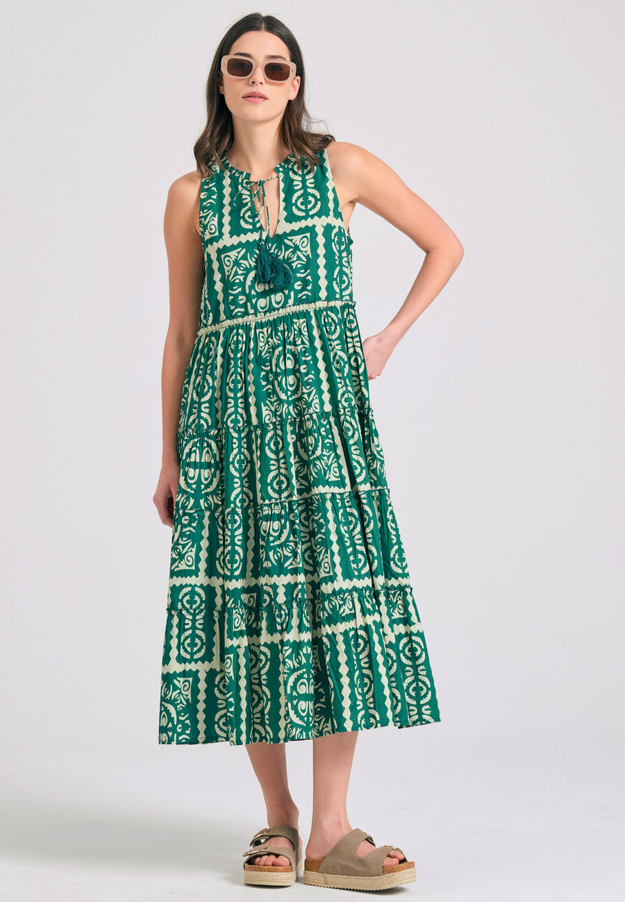 All over printed maxi dress in ethnic look - Multi