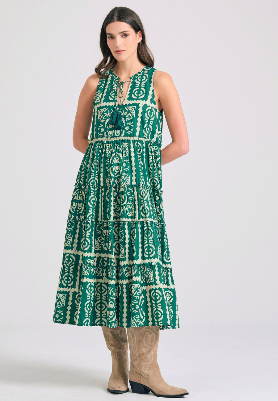 All over printed maxi dress in ethnic look - Multi