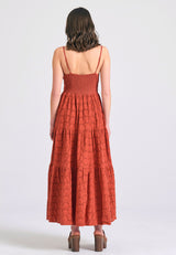 Rochie maxi cu broderie și volane - Paprika
