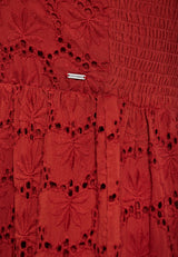 Rochie maxi cu broderie și volane - Paprika
