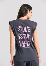 Tricou de damă cu imprimeu artistic pe spate - Antracit