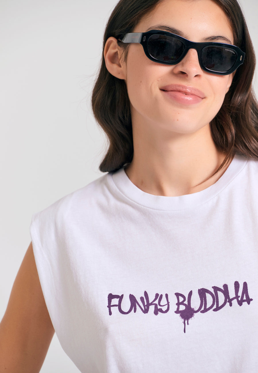 Tricou de damă cu imprimeu artistic pe spate - Alb