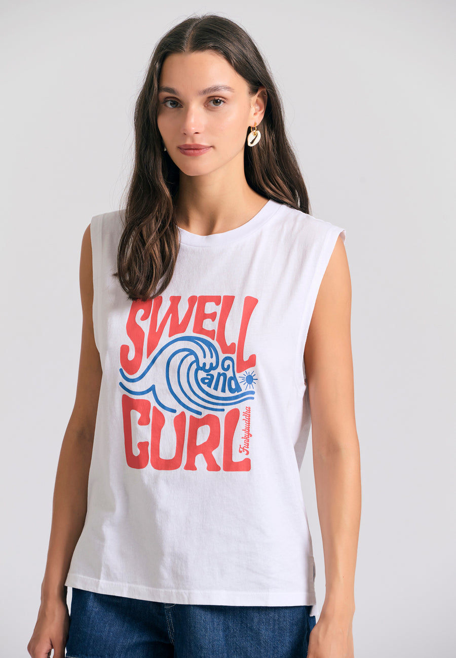 Tricou de damă cu imprimeu grafic - Alb