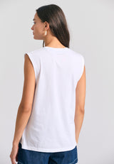 Tricou de damă cu imprimeu grafic - Alb