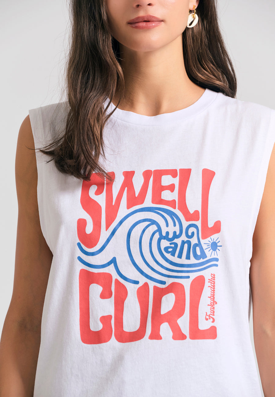 Tricou de damă cu imprimeu grafic - Alb