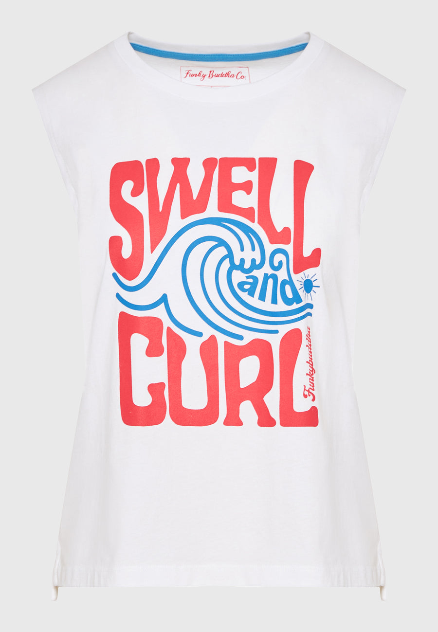 Tricou de damă cu imprimeu grafic - Alb