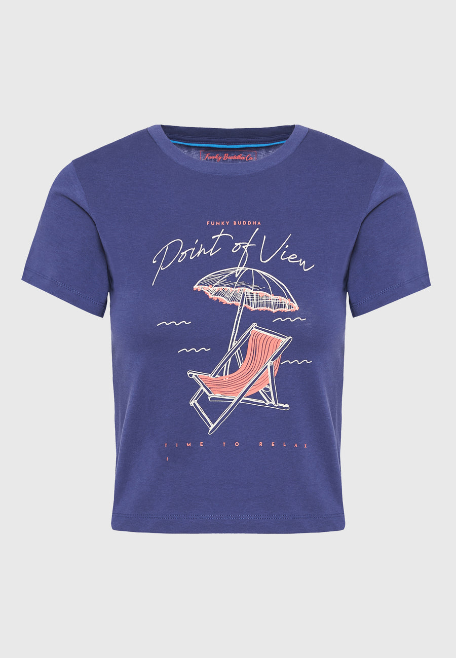 Tricou de damă cu imprimeu fotografic - Skipper albastru