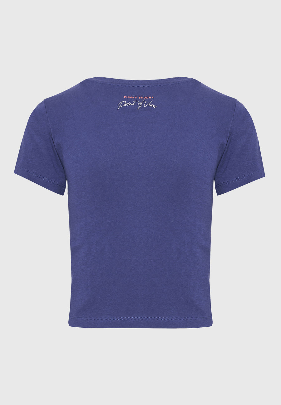 Tricou de damă cu imprimeu fotografic - Skipper albastru