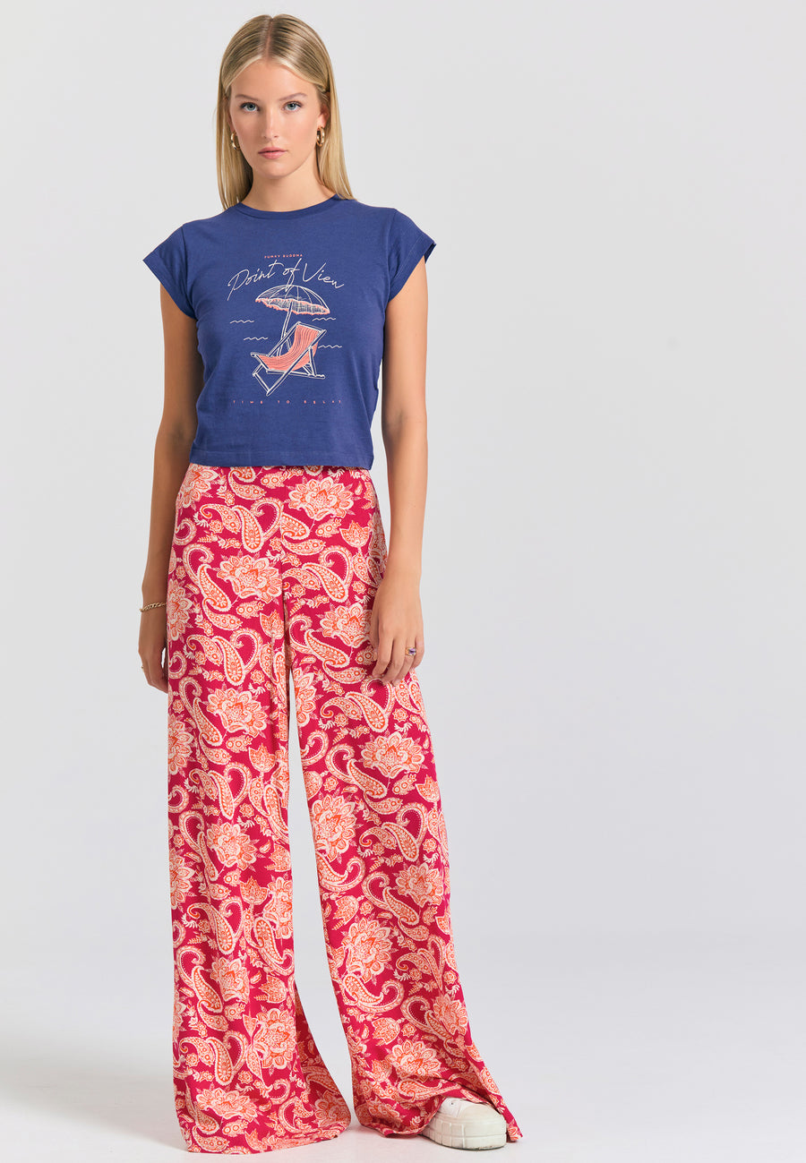 Tricou de damă cu imprimeu fotografic - Skipper albastru
