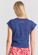 Tricou de damă cu imprimeu fotografic - Skipper albastru