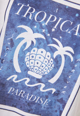 Tricou de damă cu imprimeu tropical - Alb