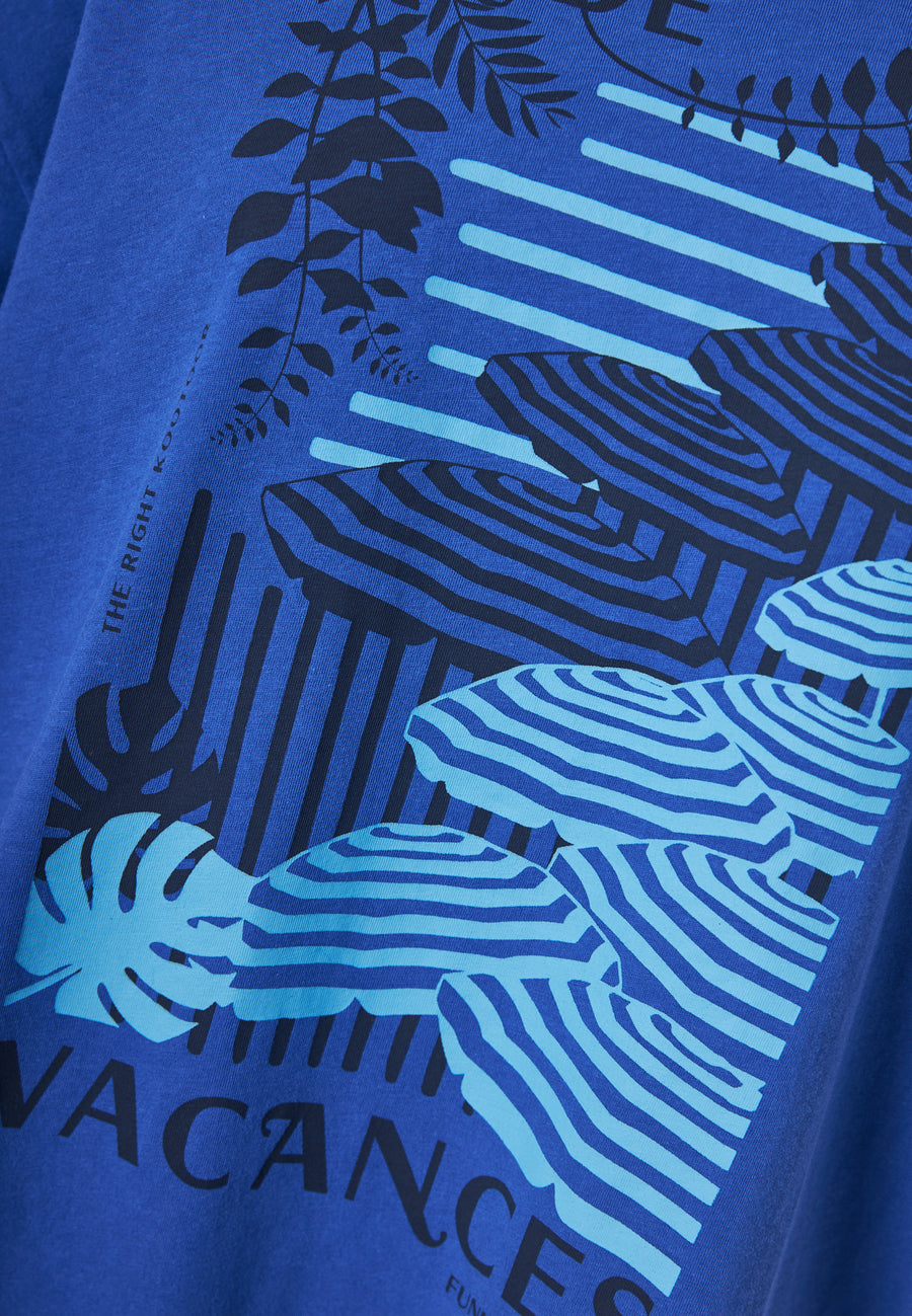 Tricou lejer pentru femei cu imprimeu vintage - Indigo electric