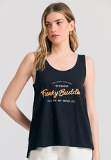 Maiou de damă cu imprimeu Funky Buddha - Negru