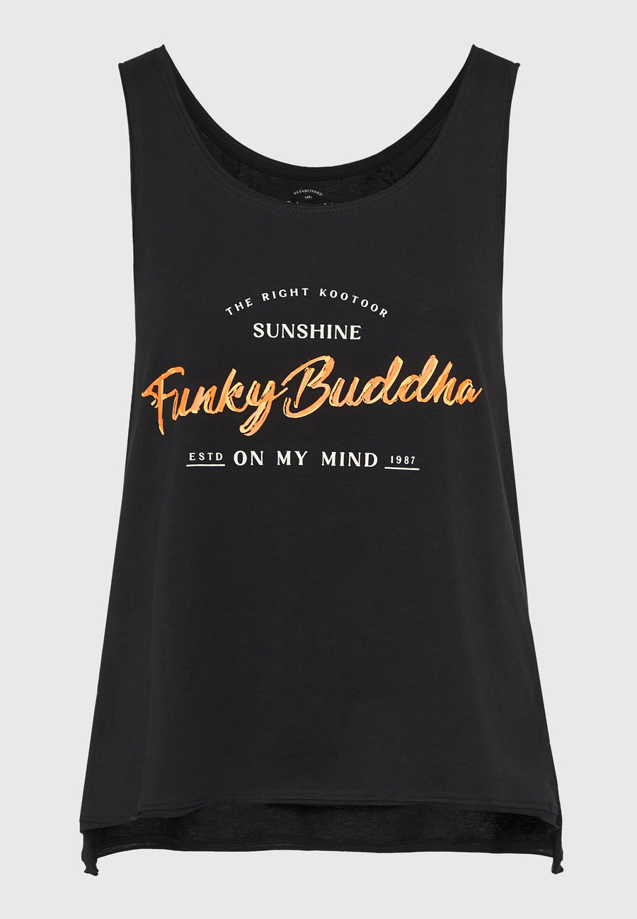 Maiou de damă cu imprimeu Funky Buddha - Negru