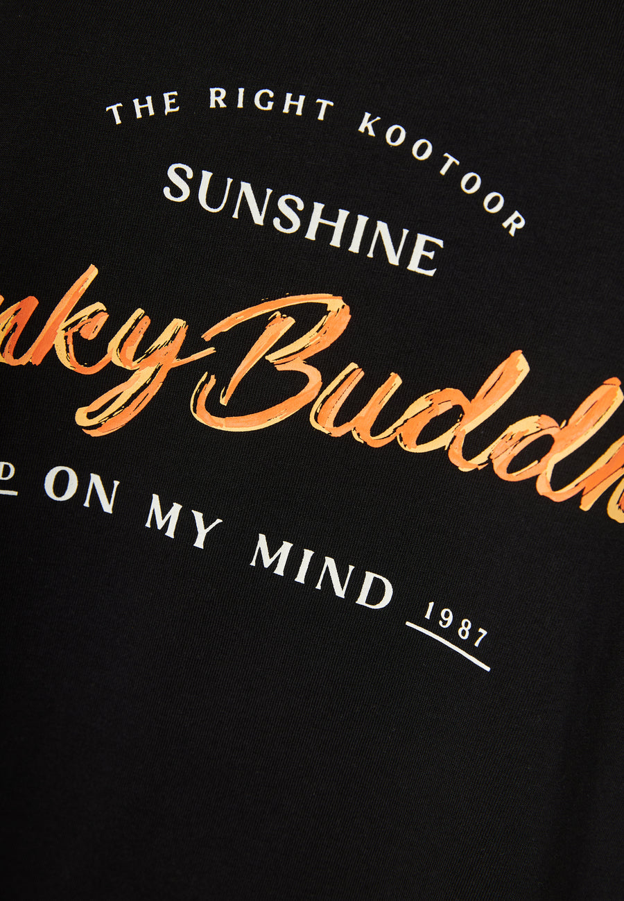 Maiou de damă cu imprimeu Funky Buddha - Negru