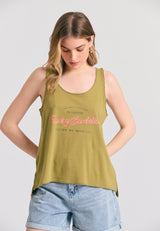 Maiou de damă cu imprimeu Funky Buddha - Verde ierburi