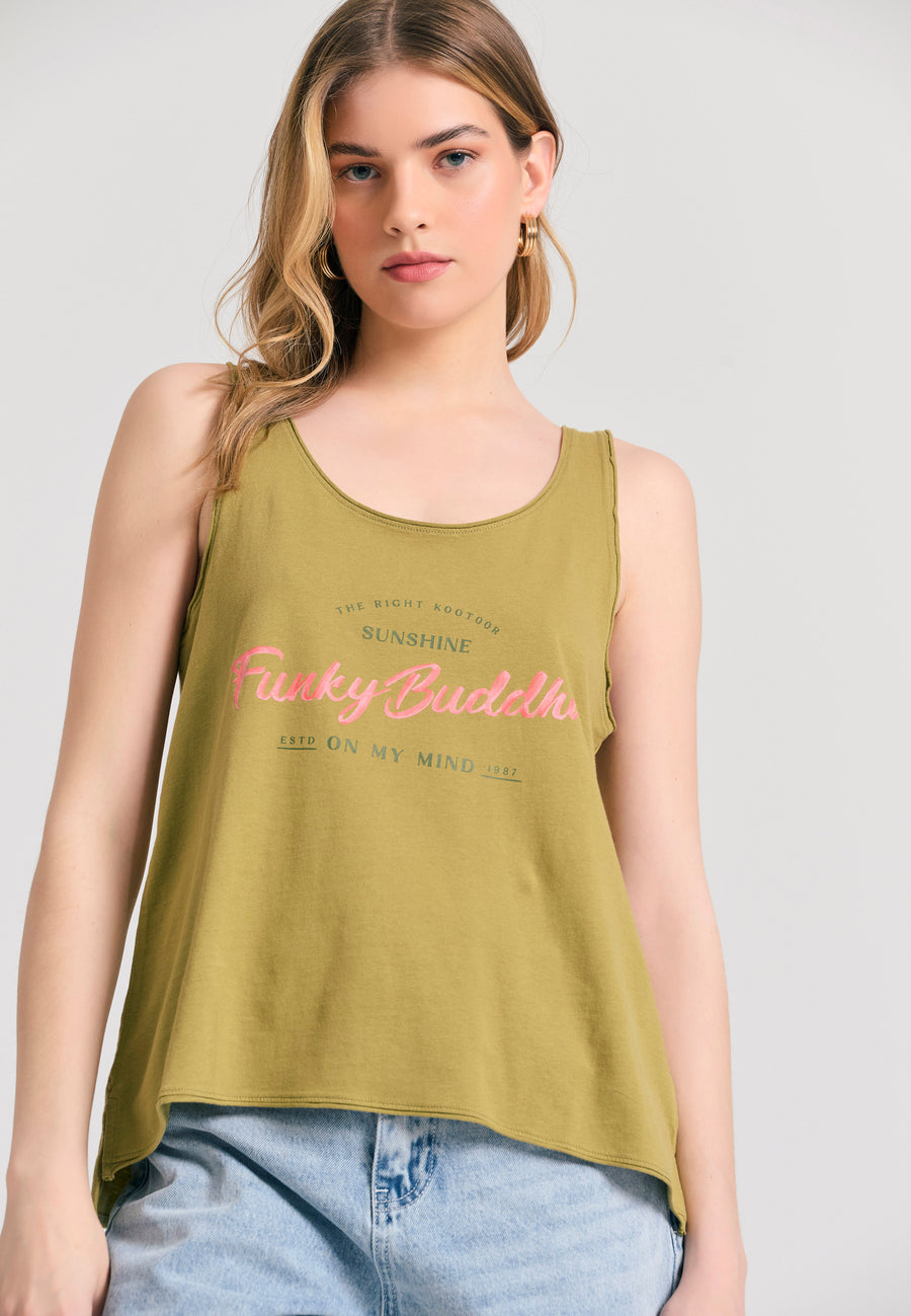 Maiou de damă cu imprimeu Funky Buddha - Verde ierburi