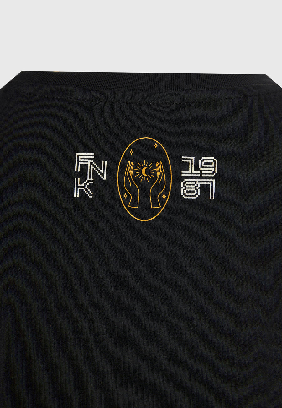 Tricou de damă cu imprimeu exotic - Negru