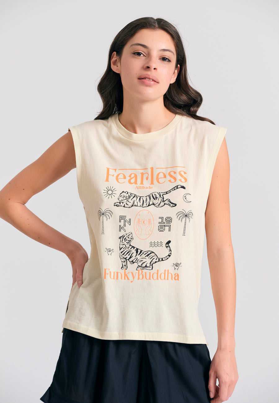 Tricou de damă cu imprimeu exotic - Chalk