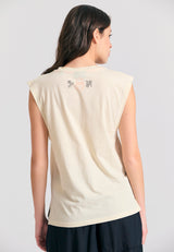 Tricou de damă cu imprimeu exotic - Chalk
